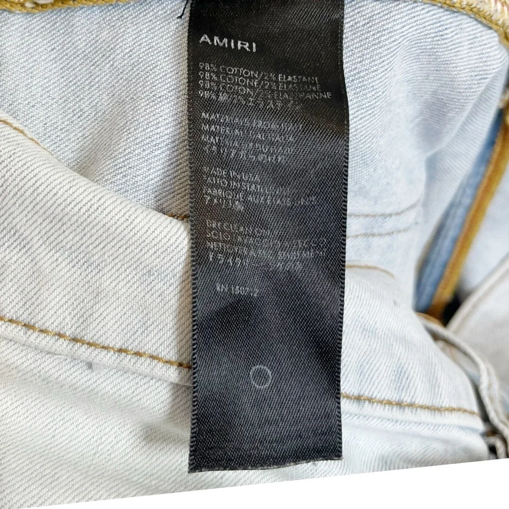 AMIRI Painter Distressed Skinny Jeans Men's Size 36 Blue Tie‎ Dye Paint Spots